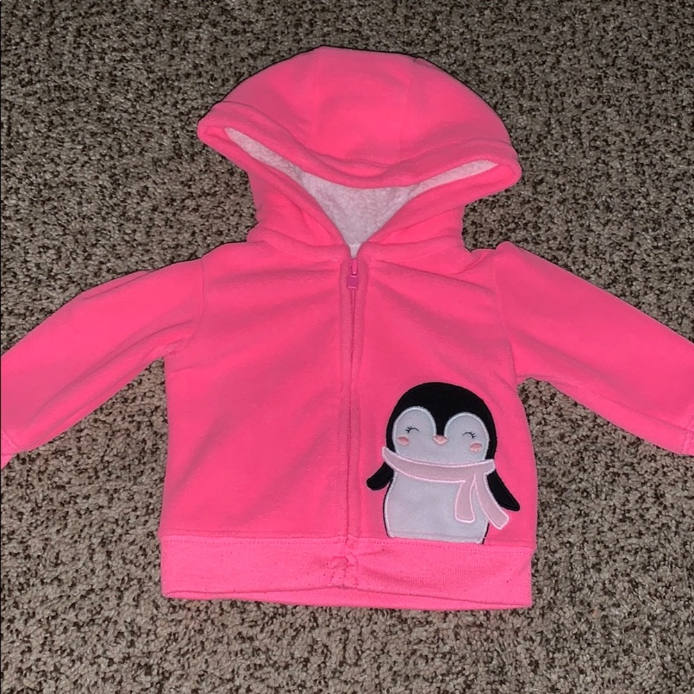 Hot Pink Penguin Zip Sweater